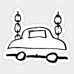 Car with Chains Doodle Black Sticker